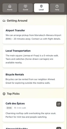 A mobile-friendly local recommendations section